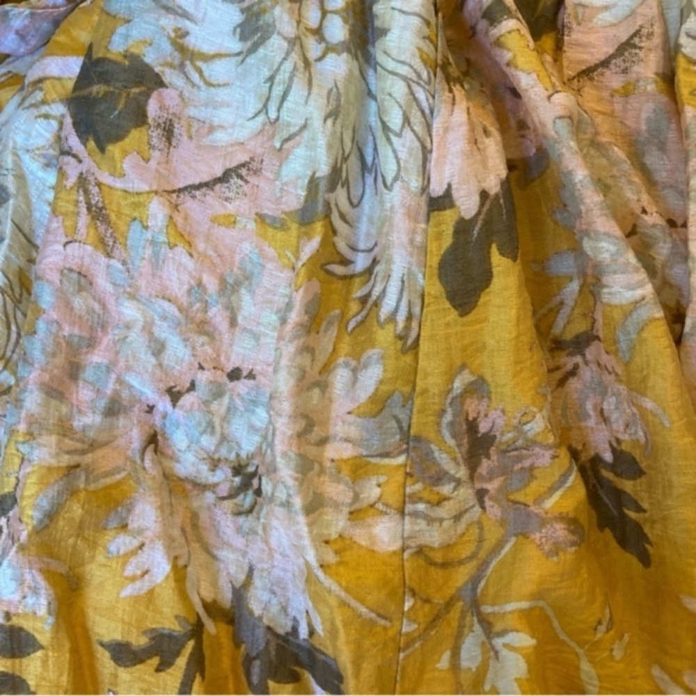 H&M Yellow Floral Ruffle Plunge Open Back Lyocell Midi Dress - Picture 3 of 15